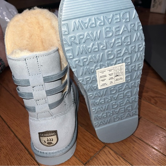 BEARPAW Kylee shaft slip on Suede Boot  NeverWet Blue fog SZ 8 New - Picture 2 of 5